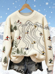 Damen Ski Kunstdruck Casual Top