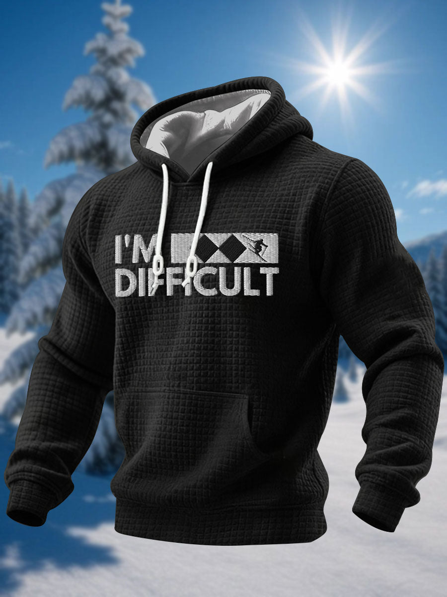 Herren-Ski-Enthusiast Waffel-Strick-Hoodie