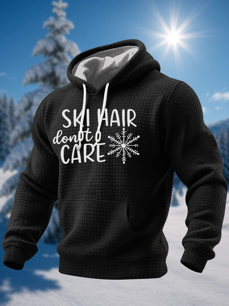 Herren-Ski-Enthusiast Waffel-Strick-Hoodie