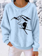 Damen Ski druck Casual Top