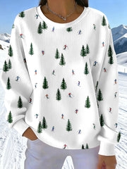 Damen Ski Kunstdruck Sweatshirt