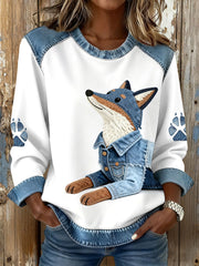 Damen-Fox-Print-Sweatshirts
