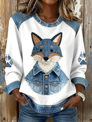 Damen-Fox-Print-Sweatshirts