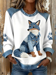 Damen-Fox-Print-Sweatshirts