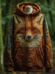 Herren Fox Art Print Casual Hoodie