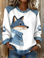Damen-Fox-Print-Sweatshirts