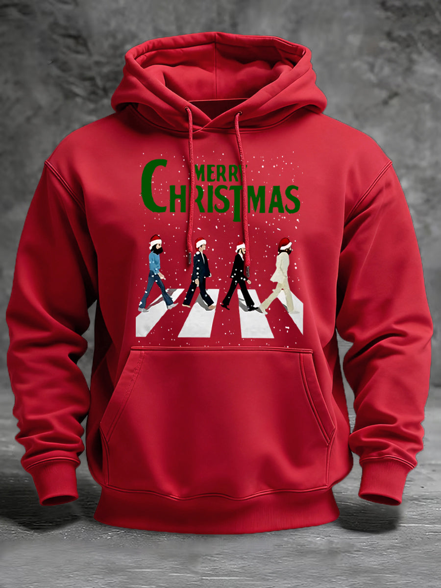 Herren Merry Chrsitmas Retro Klassisches Legendäres Rock Band Print Geschenk für Fans Casual Hoodie