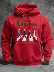 Herren Merry Chrsitmas Retro Klassisches Legendäres Rock Band Print Geschenk für Fans Casual Hoodie
