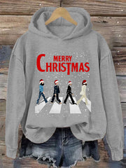 Damen Frohe Weihnachten Retro Klassische Legendäre Rock Band Print Geschenk für Fans Casual Sweatshirt