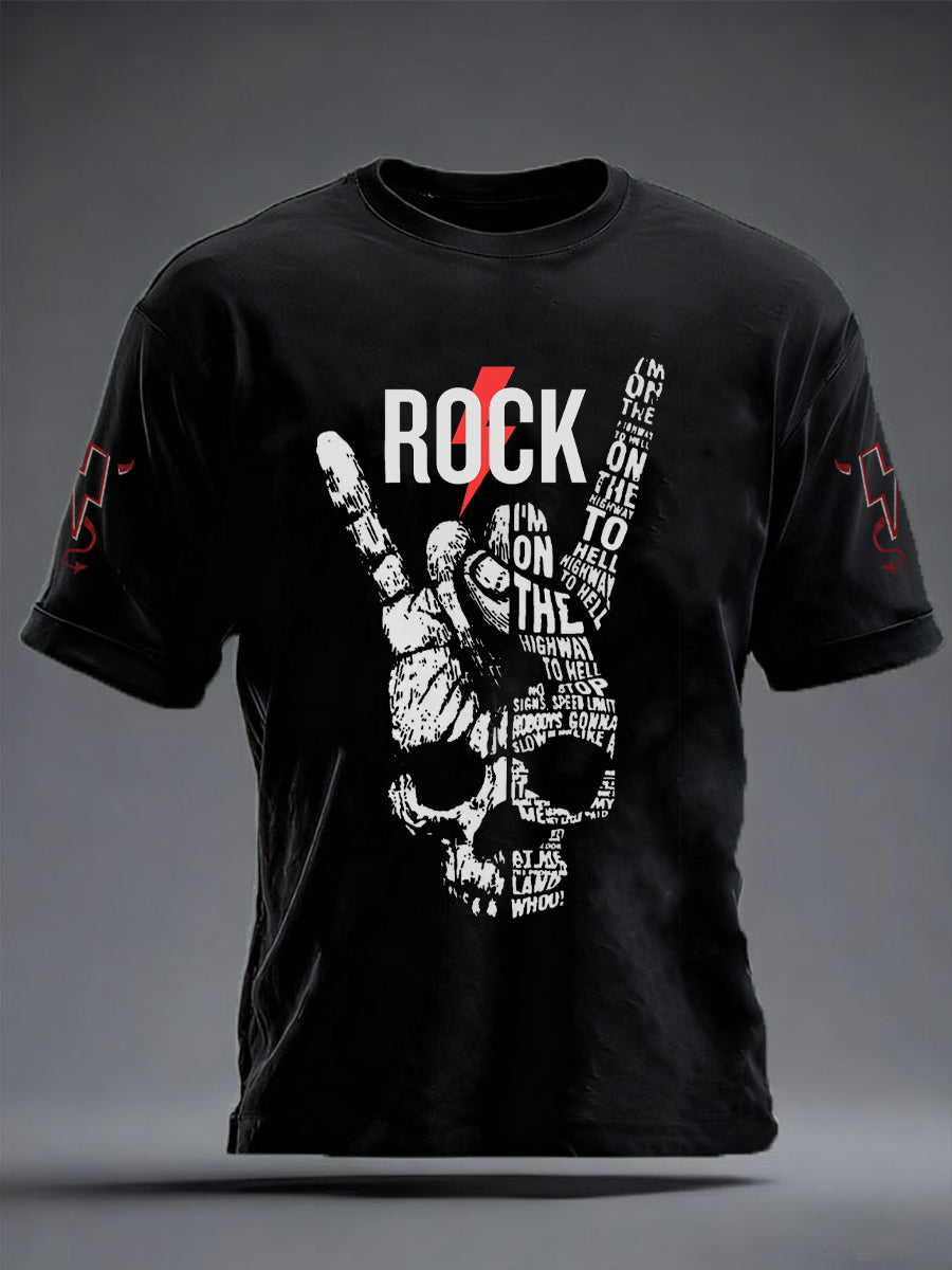 Herren Rockmusik inspiriertes bedrucktes T-Shirt