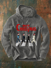 Herren Frohe Weihnachten Retro Klassisches legendäres Rock Band Print Geschenk für Fans Casual Waffel Hoodie