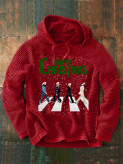 Herren Frohe Weihnachten Retro Klassisches legendäres Rock Band Print Geschenk für Fans Casual Waffel Hoodie