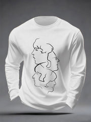 Herren Retro Classic Legendary Rock Band Print Geschenk für Fans Casual Langarm T-Shirt