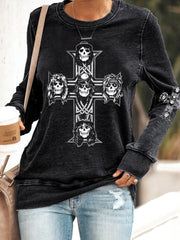 Damen Rock Print Polyester Taillierte Sweatshirt