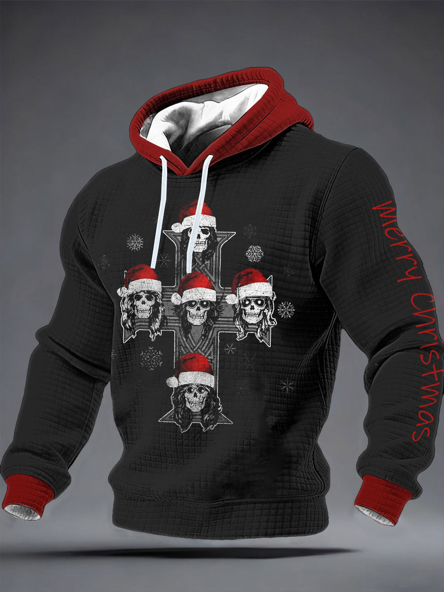 Herren Rock Print Karierte Baumwolle Hoodie