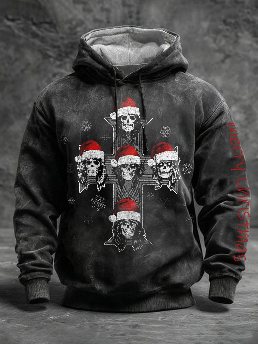 Herren Rock Print Übergroßer Schulter-Hoodie mit Taschen