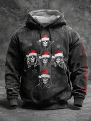 Herren Rock Print Übergroßer Schulter-Hoodie mit Taschen