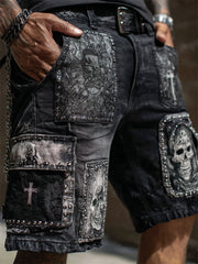 Herren Rock Skulls bedruckte Shorts
