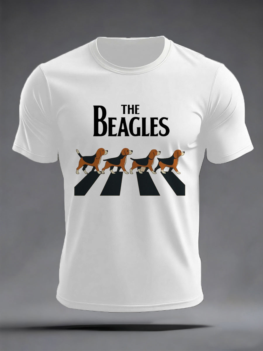 Herren lustige "The Beagles" Hunde-Liebhaber Beatles Parodie Casual T-Shirt