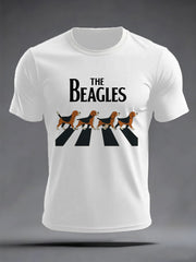 Herren lustige "The Beagles" Hunde-Liebhaber Beatles Parodie Casual T-Shirt