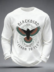 Herren Retro Classic Legendary Rock Band Print Geschenk für Fans Casual Waffel Langarm T-Shirt