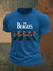 Herren lustige "The Beagles" Hunde-Liebhaber Beatles Parodie Casual T-Shirt