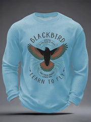 Herren Retro Classic Legendary Rock Band Print Geschenk für Fans Casual Waffel Langarm T-Shirt