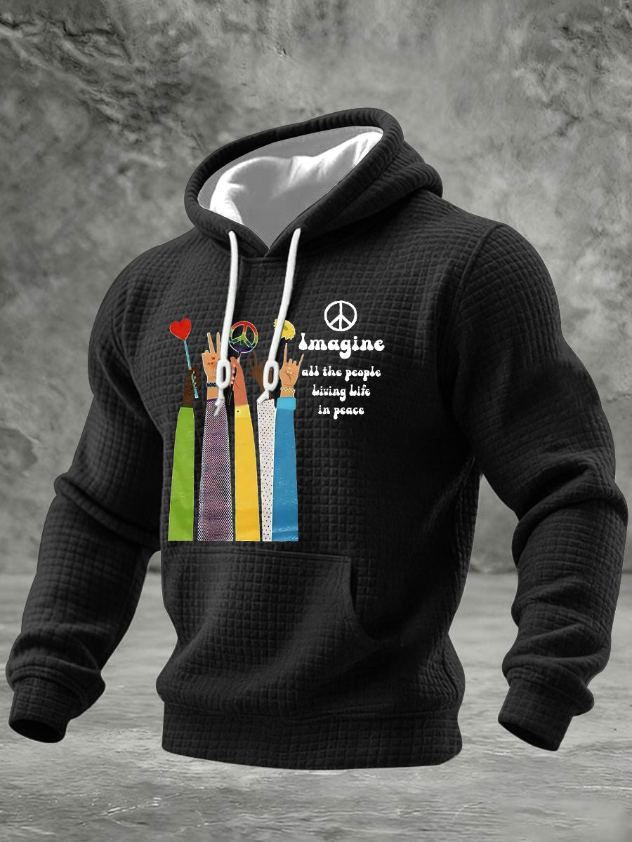 Herren Retro Classic Legendary Rock Band Print Geschenk für Fans Casual Karierte Baumwolle Hoodie