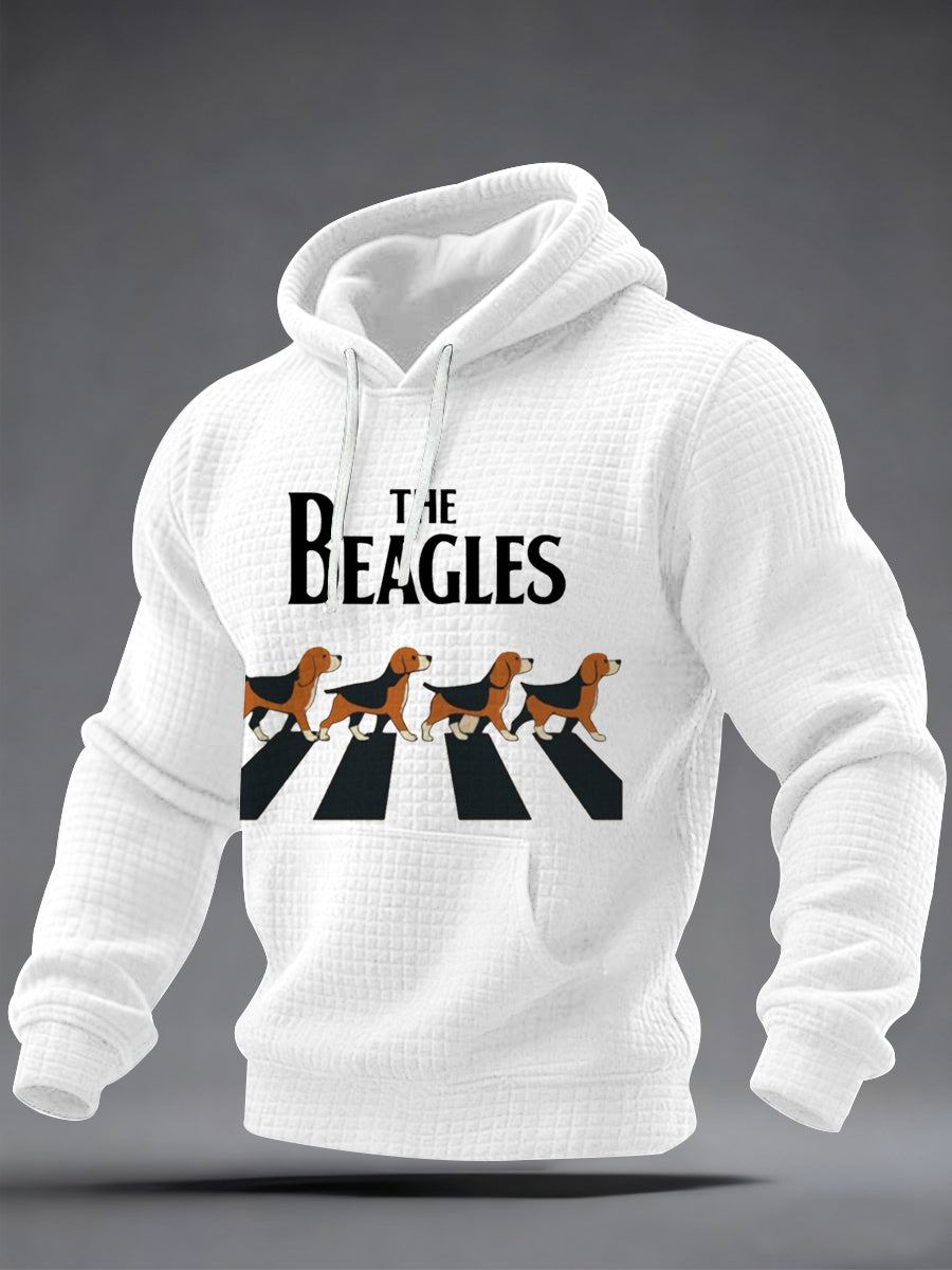 Männer lustige "The Beagles" Hunde-Liebhaber Beatles Parodie Casual Karierten Hoodie