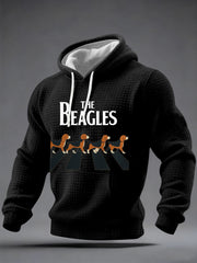 Männer lustige "The Beagles" Hunde-Liebhaber Beatles Parodie Casual Karierten Hoodie