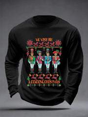 Herren Retro-Wunsch, Sie haben ein knackiges Weihnachts klassiker legendärer Rockband-Druck lässig Langarm-T-Shirt