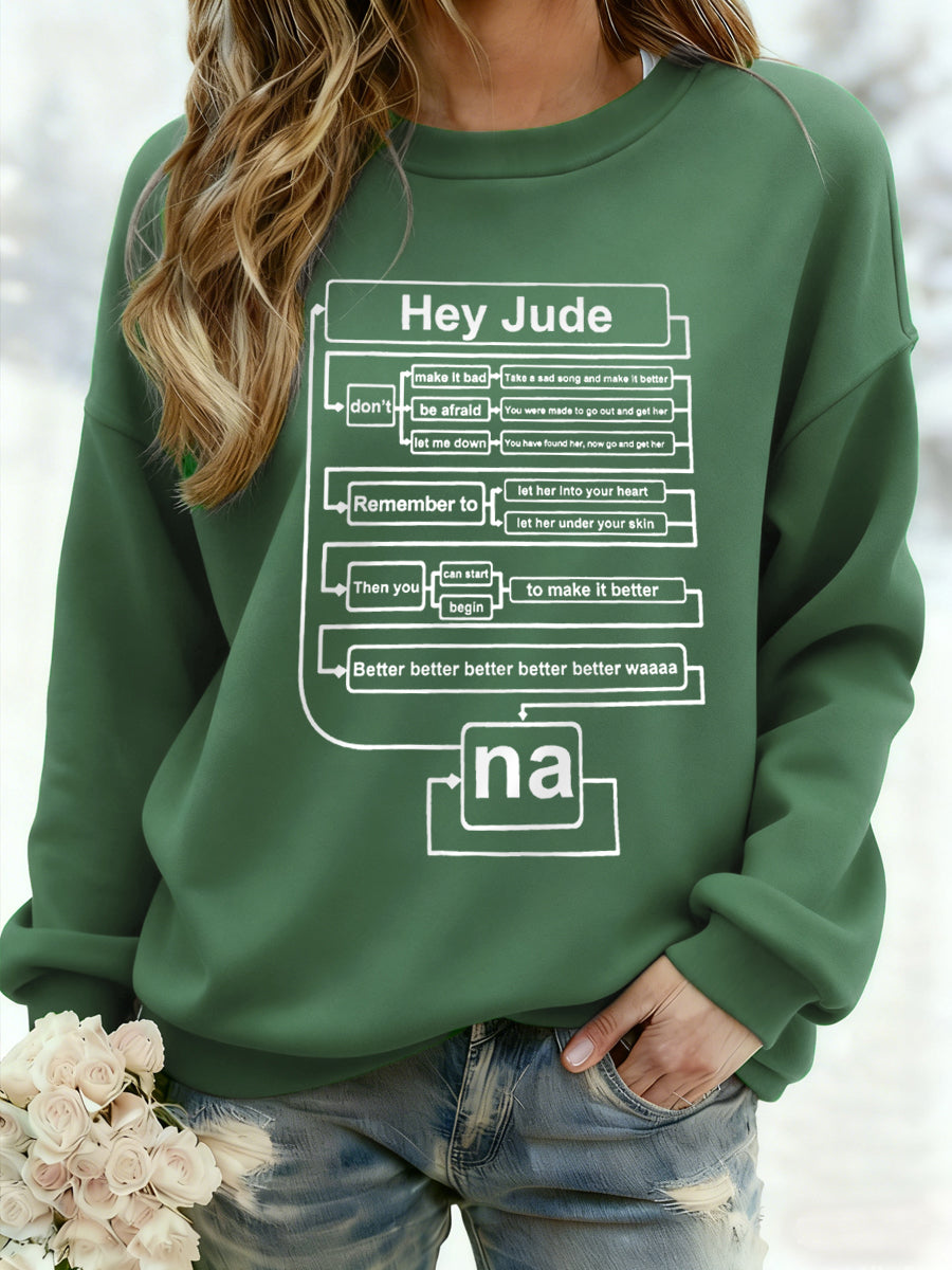 Damen Lustiges Hey Jude Retro Klassisches legendäres Rock Band Print Geschenk für Fans Casual Sweatshirt