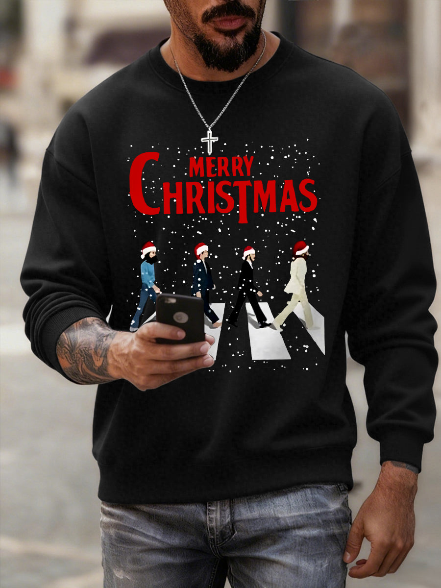 Herren Frohe Weihnachten Retro Klassisch Legendäre Rock Band Print Casual Sweatshirt
