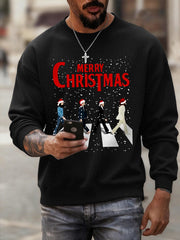 Herren Frohe Weihnachten Retro Klassisch Legendäre Rock Band Print Casual Sweatshirt