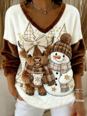 Frauen Highland Kuh Print Casual Top