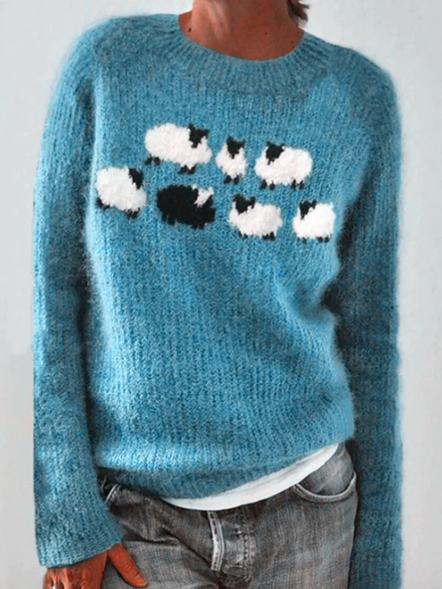 Frauen Isländischer Pullover, Rundhals, lockerer Pullover