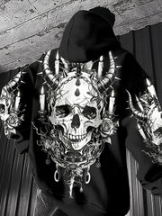 Herren Rock Band inspirierte übergroße Drop-Shoulder Hoodie mit Tasche