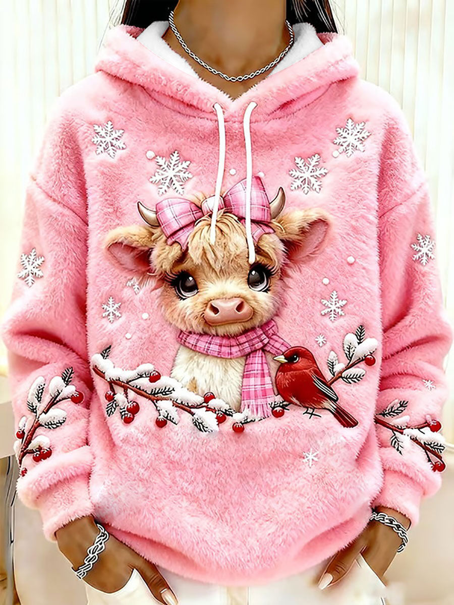 Frauen Highland Kuh Kunstdruck Casual Top