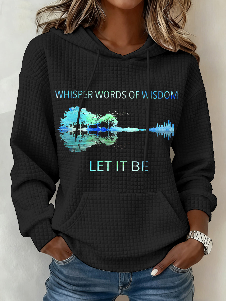 Frauen Retro Whisper Worte der Weisheit lassen es Gitarren druck Casual Waffel Hoodie sein