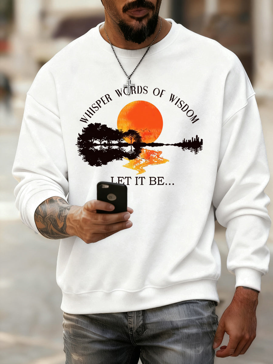 Herren Retro Whisper Worte der Weisheit lassen es Gitarren druck Casual Sweatshirt sein