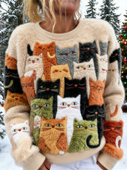 Damen-Flanell-Katzen-Sweatshirts