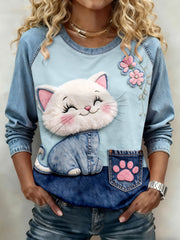 Damen-Katzen-Print-Sweatshirts