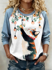 Damen-Katzen-Print-Sweatshirts