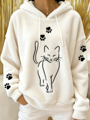 Damen niedliche Katzen Pfoten Flanell Hoodie