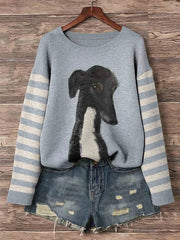 Frauen Greyhound Hund Art Print Crew Neck Pullover