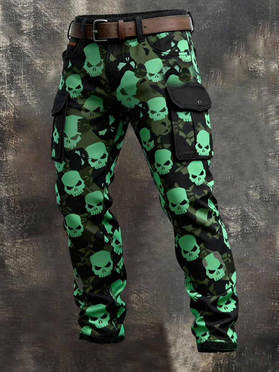 Herren Vintage Skull Camouflage Cargo hosen
