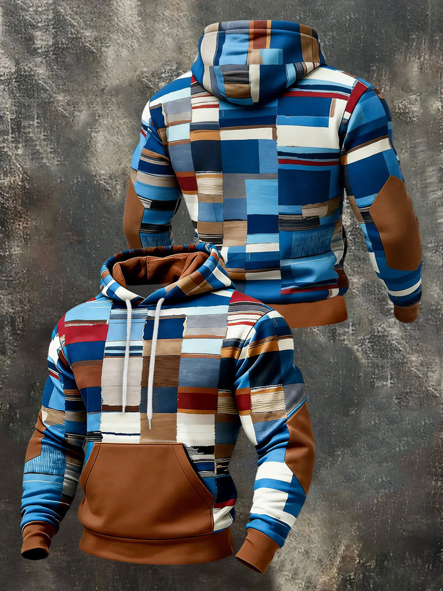 Herren Geometrische Muster Druck Hoodie mit Tasche