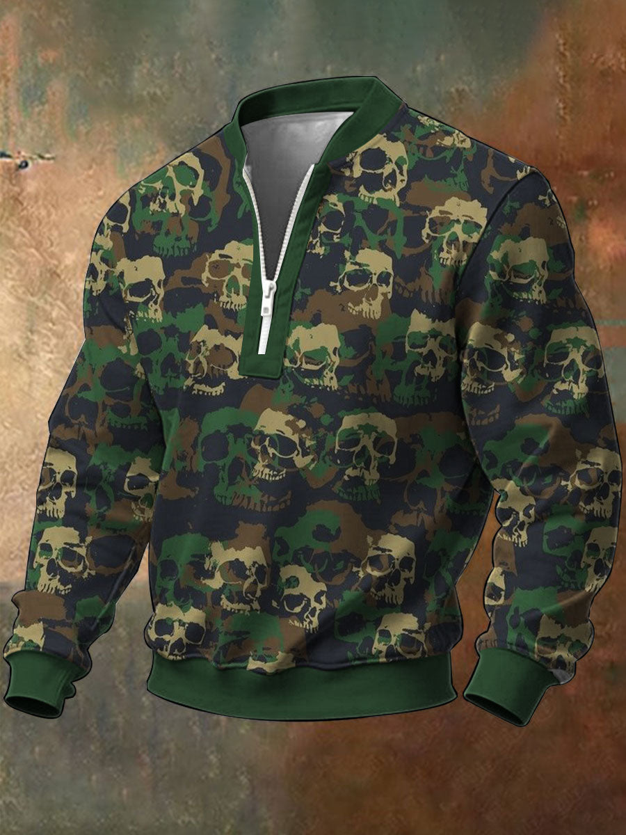 Herren Retro Skelett Camouflage Sweatshirt