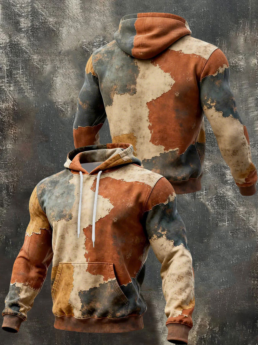 Herren Geometrische Muster Druck Hoodie mit Tasche