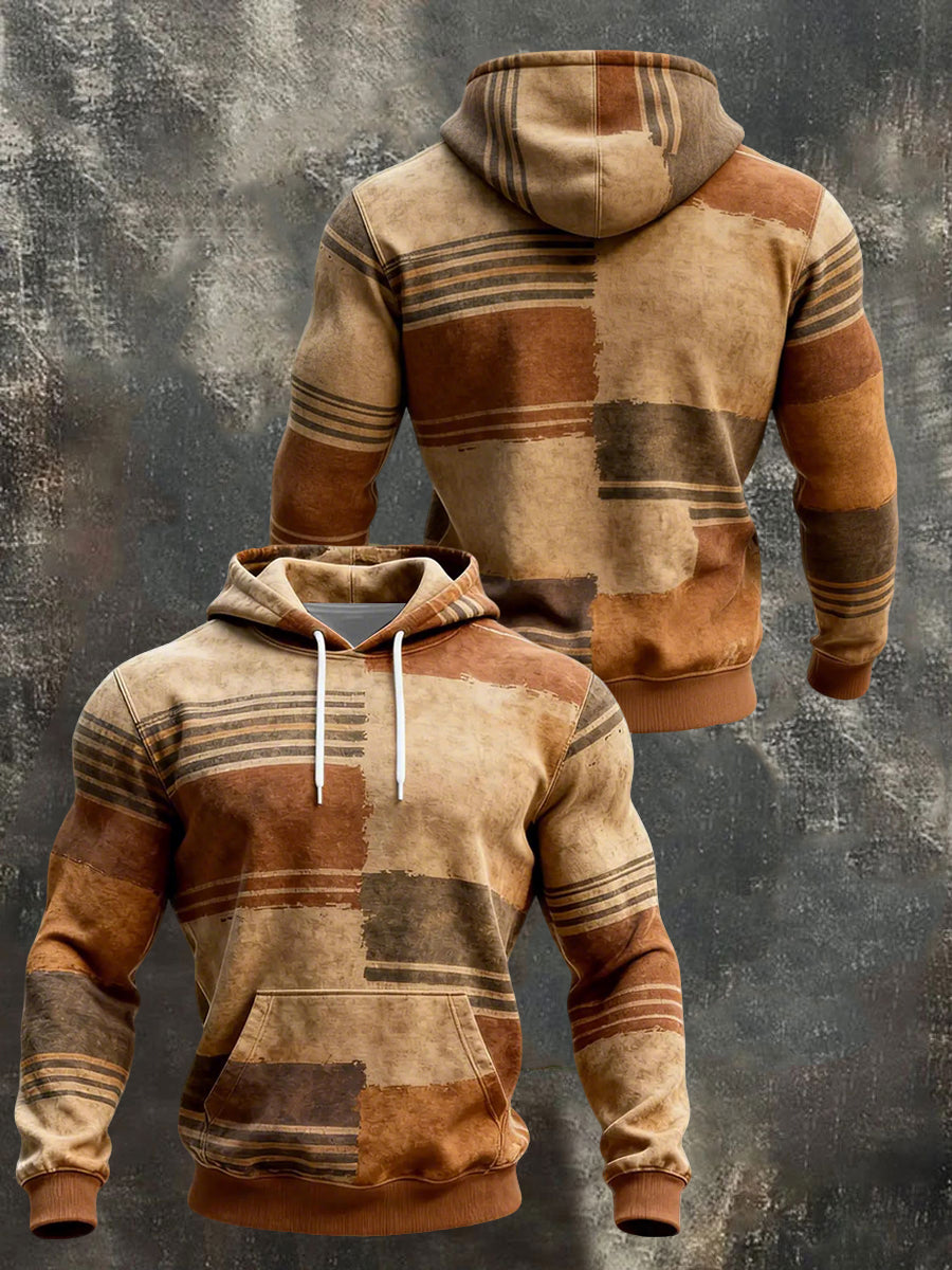 Herren Geometrische Muster Druck Hoodie mit Tasche